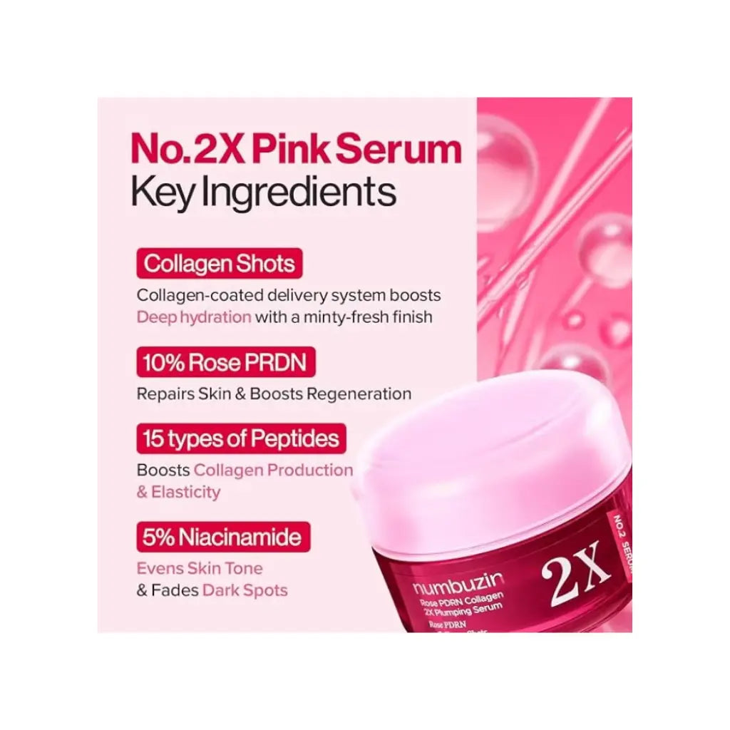 numbuzin No.2 Rose PDRN Collagen 2X Plumping Serum 30ml